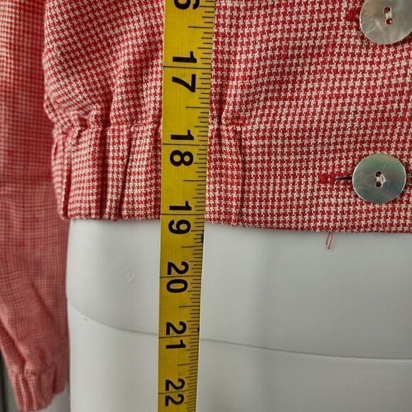Doncaster Women's Red, White, Houndstooth, Linen Blend, Cropped Jacket Size 4 - Picture 7 of 13